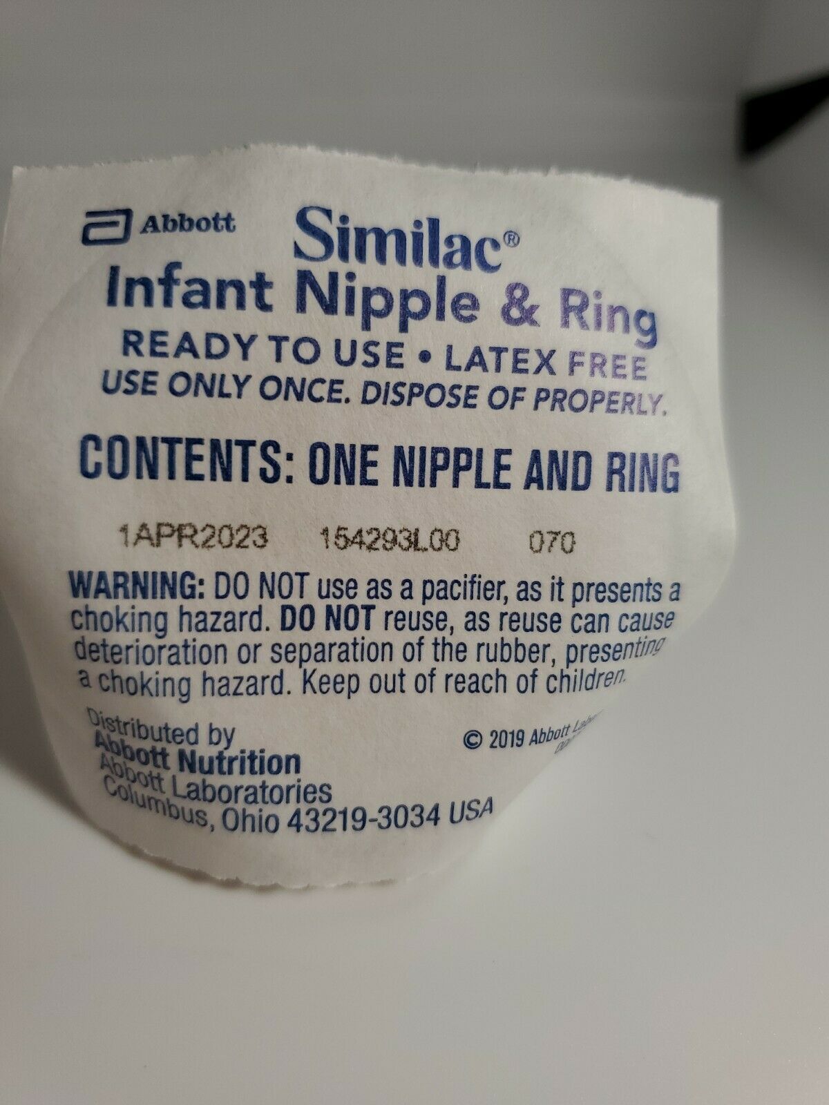 25 Similac Infant Baby Disposable Nipple And Ring Latex Free