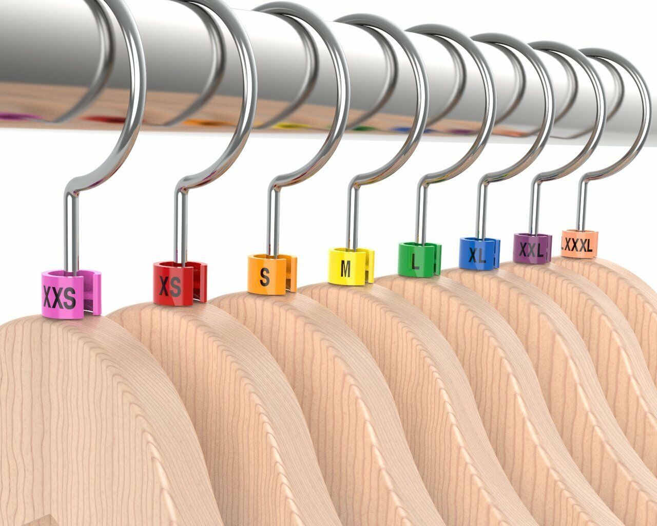 Colored Hanger Sizer Garment Markers "xxs-5xl"plastic Size Marker Tags All Sizes